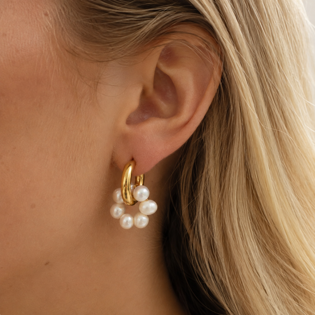Pearl Bloom Hoops